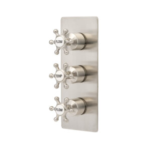 Brunel Two Outlet Triple Control Thermostatic Shower Valve Brushed Nickel